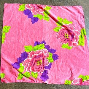 Flower Bandana! Cool cotton, bright flowers, very fresh and fun. 19” x 19”